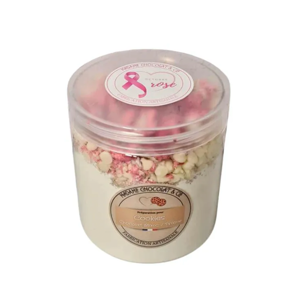 Cookies chocolat blanc / pralines Octobre Rose
