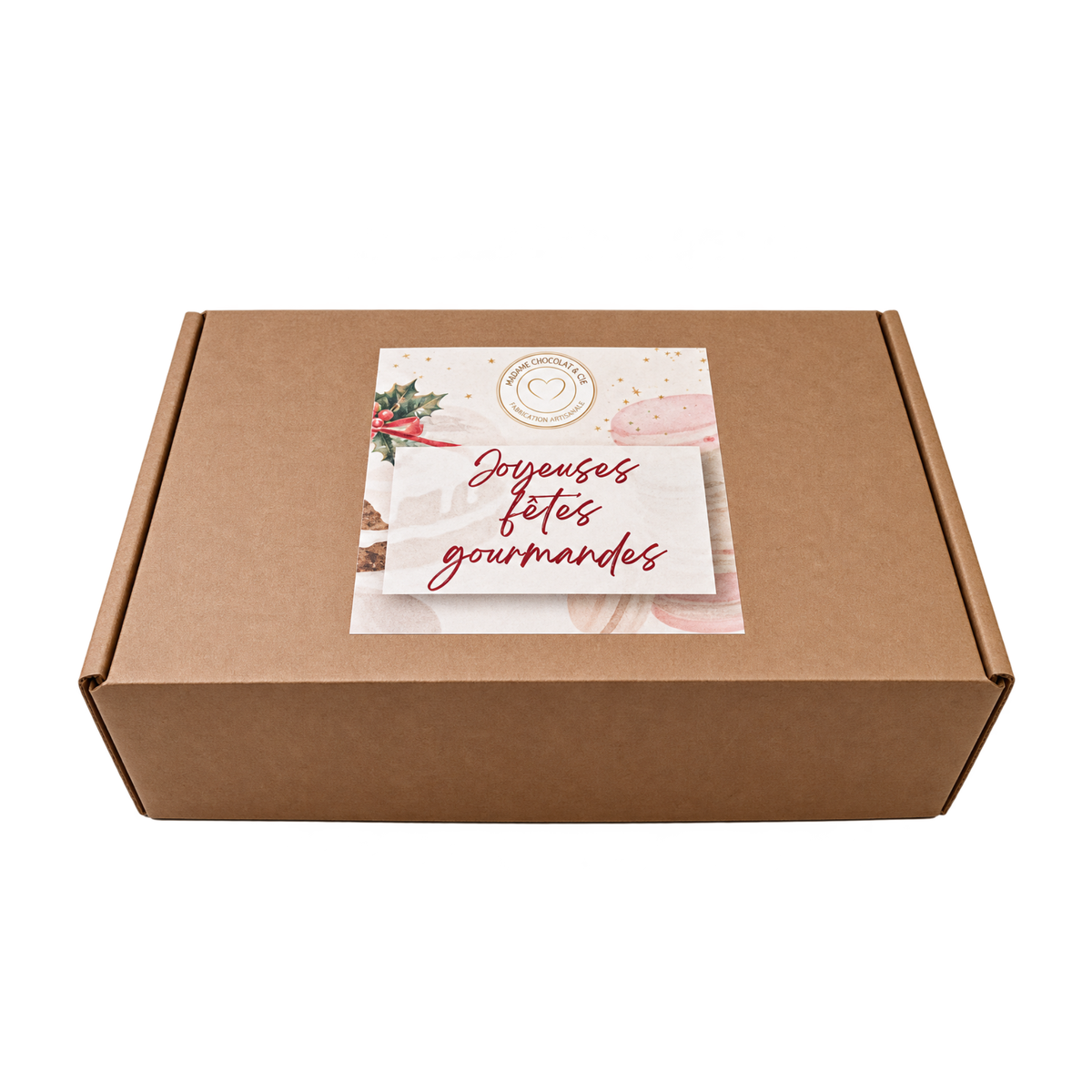 Boite kraft pour coffret cadeau à composer Joyeuses fêtes gourmandes