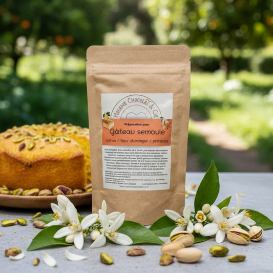 Gâteau semoule fleur d'oranger / citron / pistache