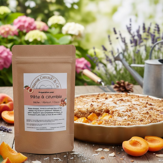 pâte crumble pêche / abricot / coco