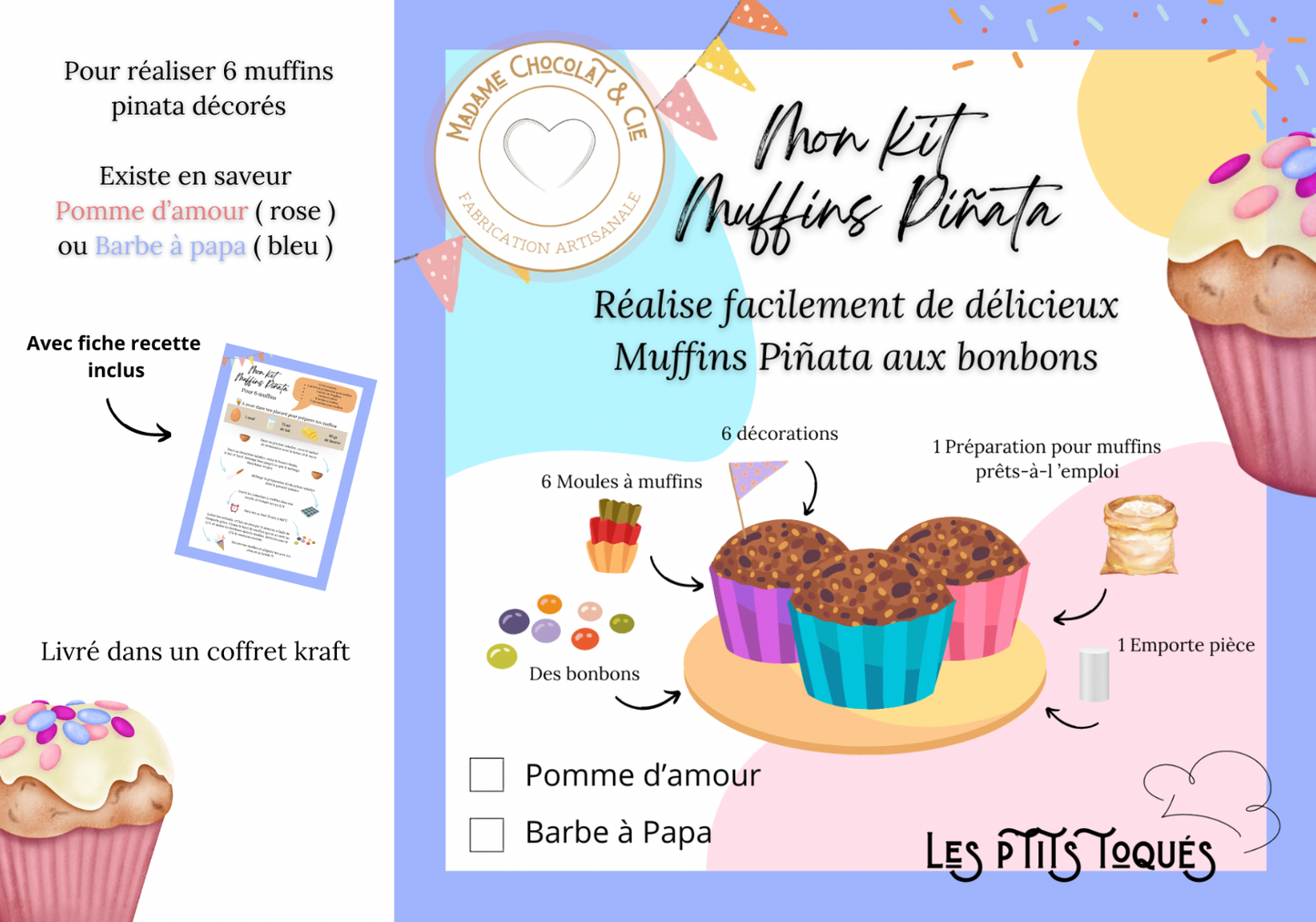 Coffret – Mon kit muffins Piñata – Pomme d’amour