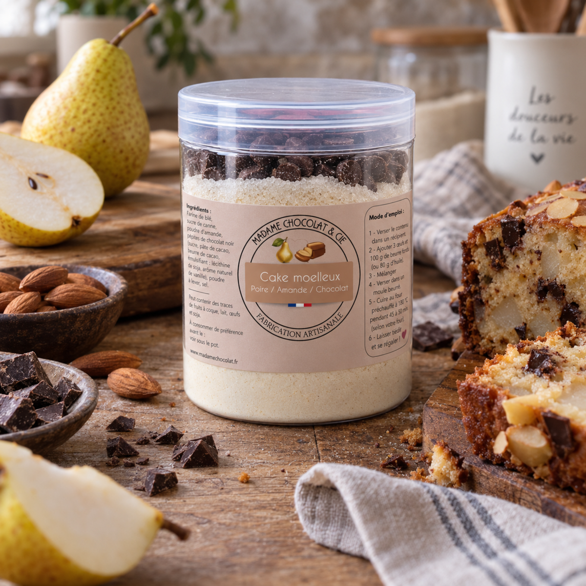 Cake poire / amande / chocolat