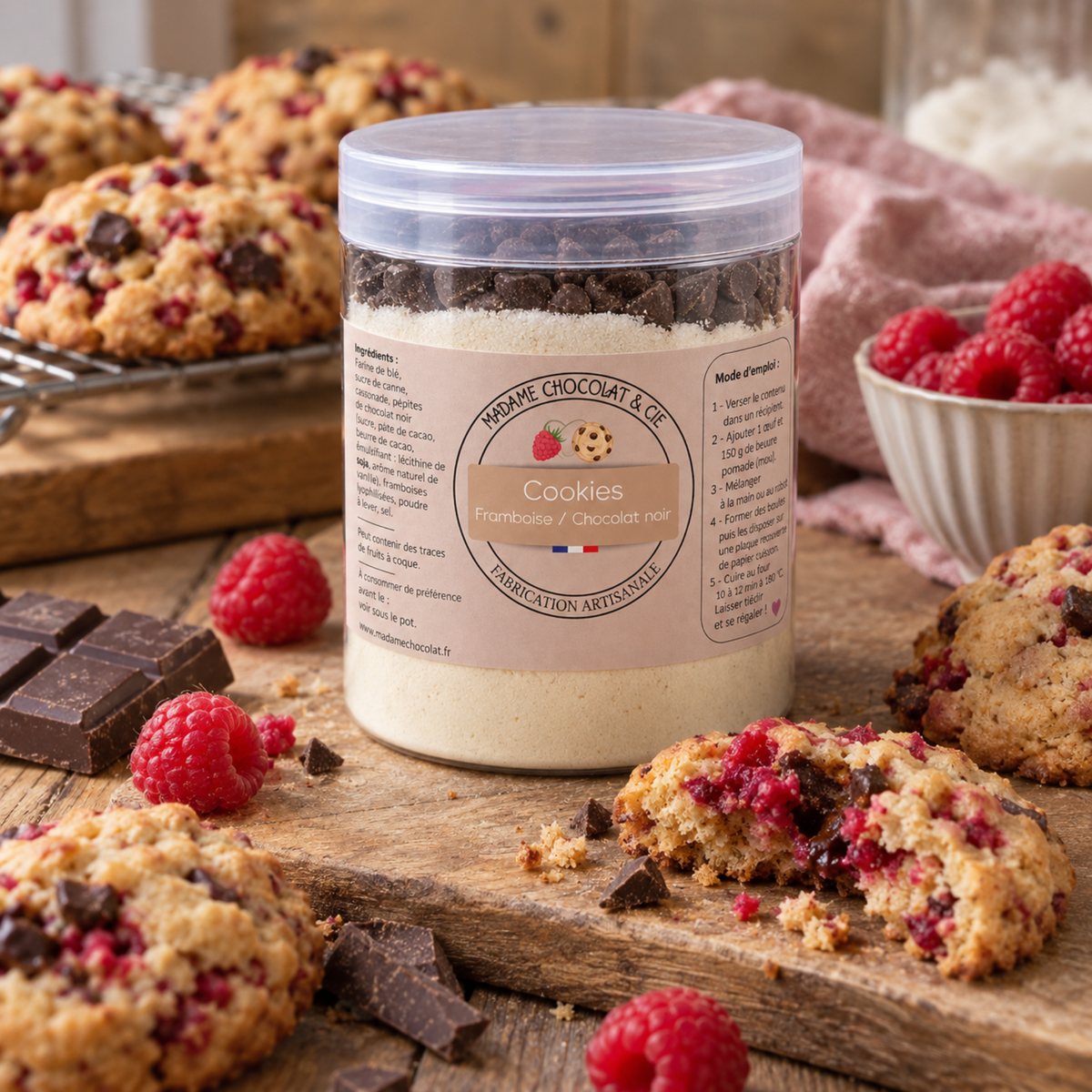 Cookies framboise / chocolat noir